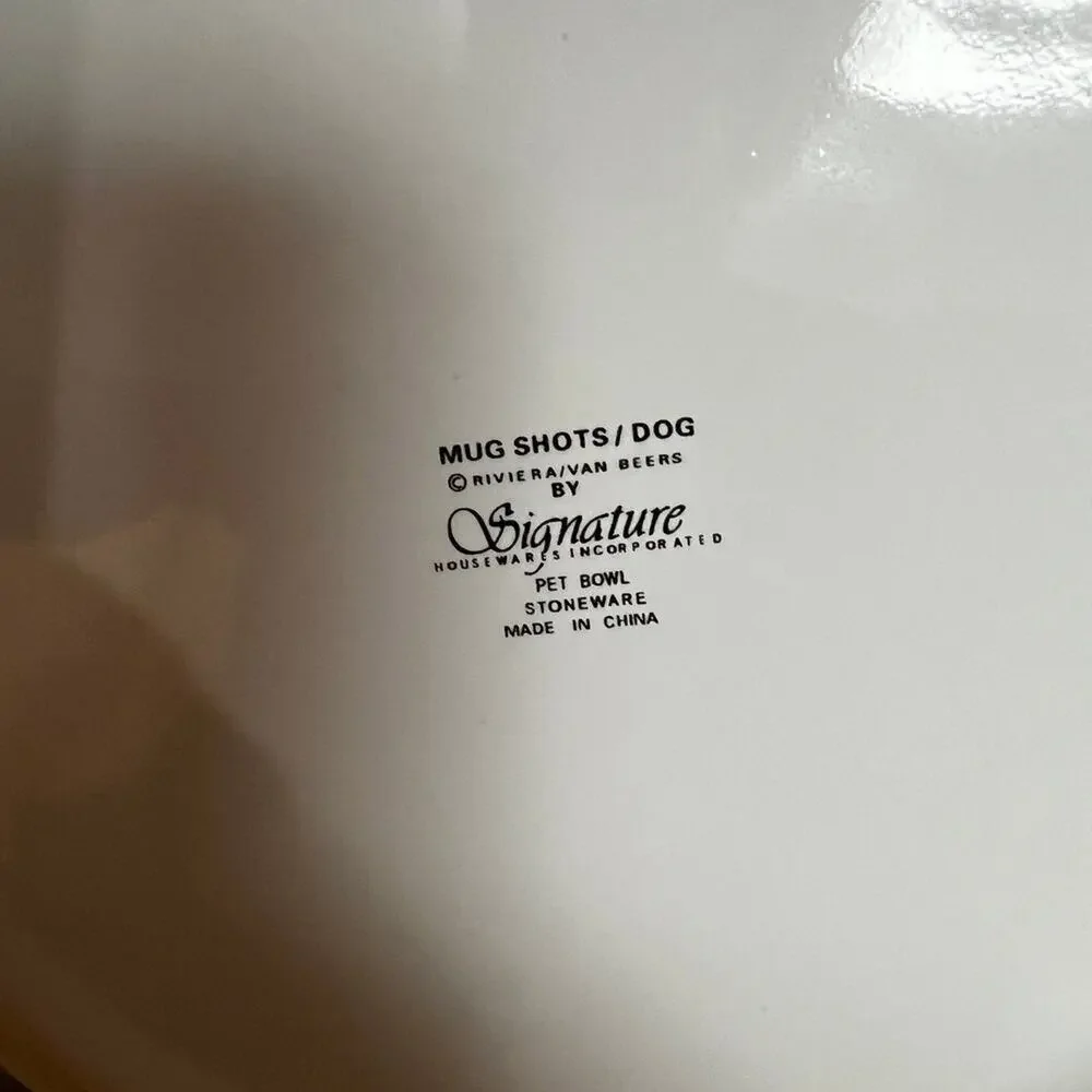 Riviera/Van Beers Stoneware Dog Food or Water Bowl.  “WANTED”